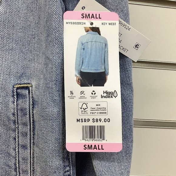 Seven Ladies Wembley Wash Blue Button Down Modern Denim Jean Jacket - Small - Picture 6 of 6